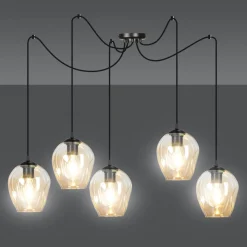 Emibig Kjøkkenbelysning Tak|Takpendler<Level takpendel 5 lys - Svart/Amberfarget