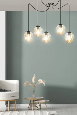 Emibig Kjøkkenbelysning Tak|Takpendler<Level takpendel 5 lys - Svart/Amberfarget