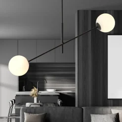 Emibig Kjøkkenbelysning Tak|Taklamper / Takplafonder<Linear taklampe 2 lys - Svart/Opal glass