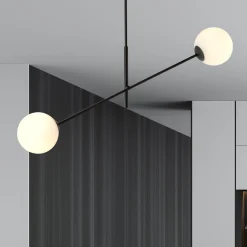 Emibig Kjøkkenbelysning Tak|Taklamper / Takplafonder<Linear taklampe 2 lys - Svart/Opal glass