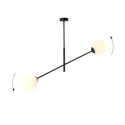 Emibig Kjøkkenbelysning Tak|Taklamper / Takplafonder<Linear taklampe 2 lys - Svart/Opal glass