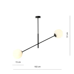 Emibig Kjøkkenbelysning Tak|Taklamper / Takplafonder<Linear taklampe 2 lys - Svart/Opal glass