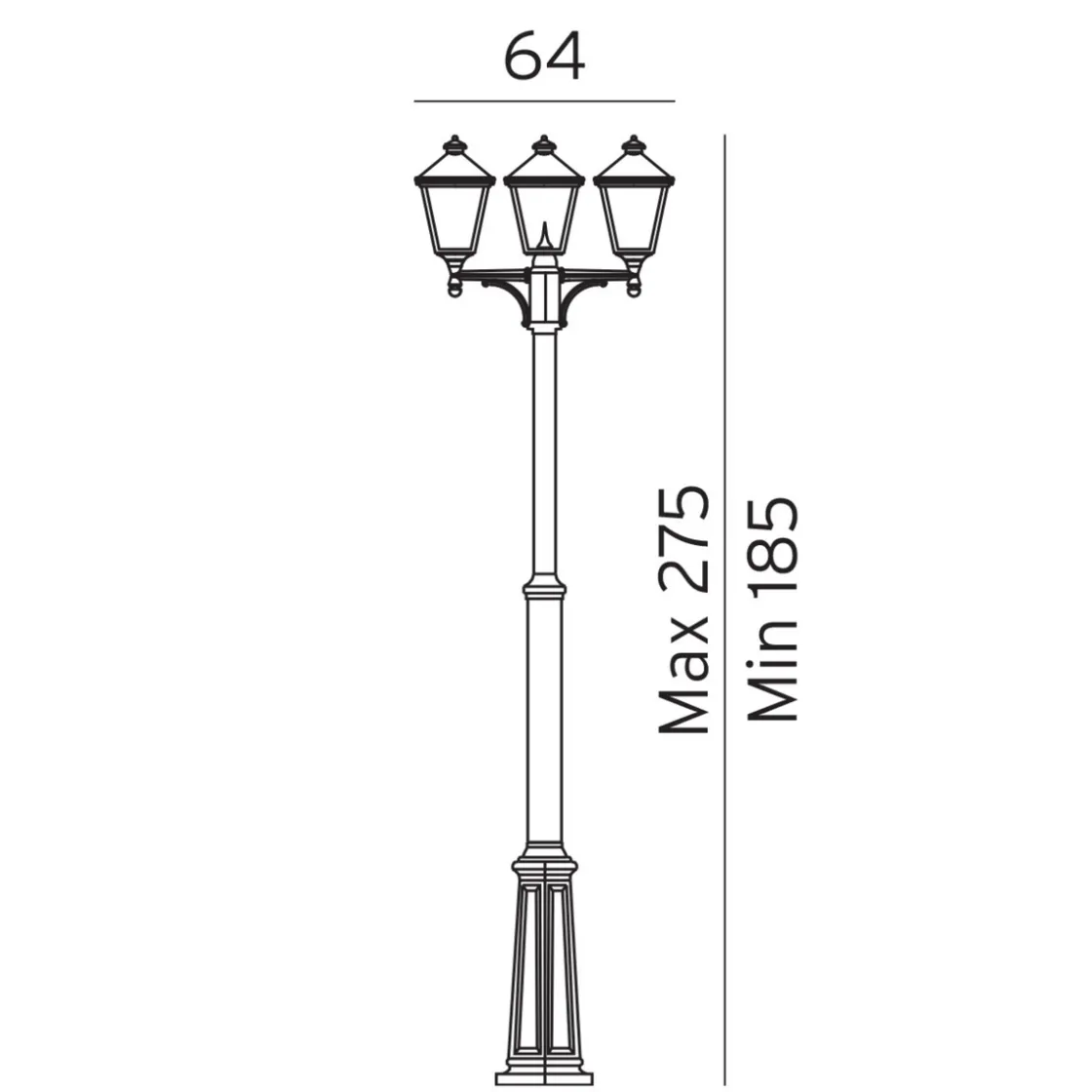 Norlys Lightup-Pris|Lyktestolper<London 483 lyktestolpe 185-275 cm 3 lyktehoder - Hvit