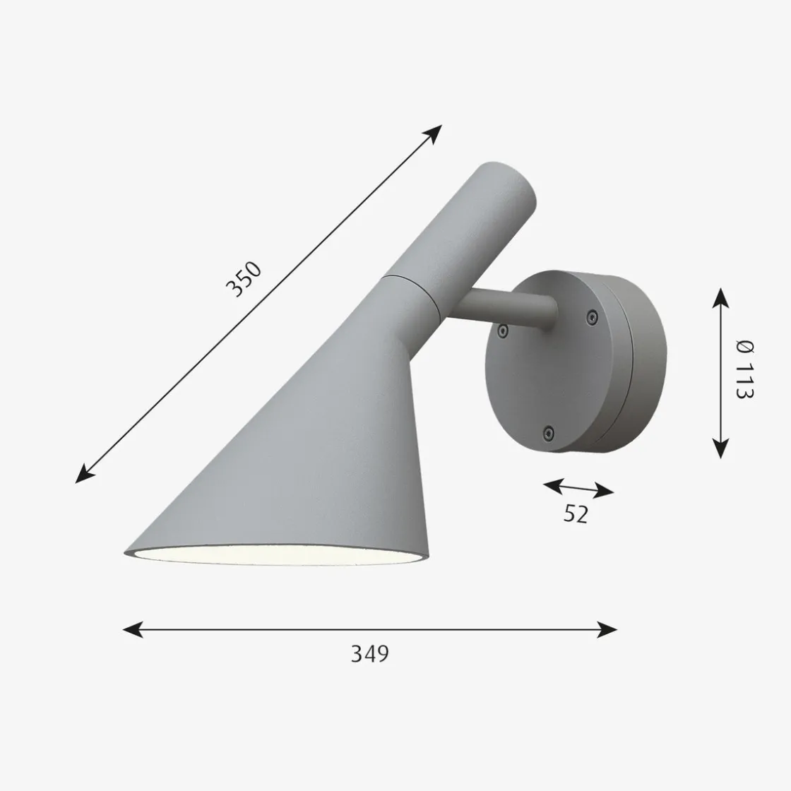 Louis Poulsen Utelamper - Veggskjold / Plafond|Utelamper - Klassiske Vegglamper<AJ 50 utendørs vegglampe - Aluminium