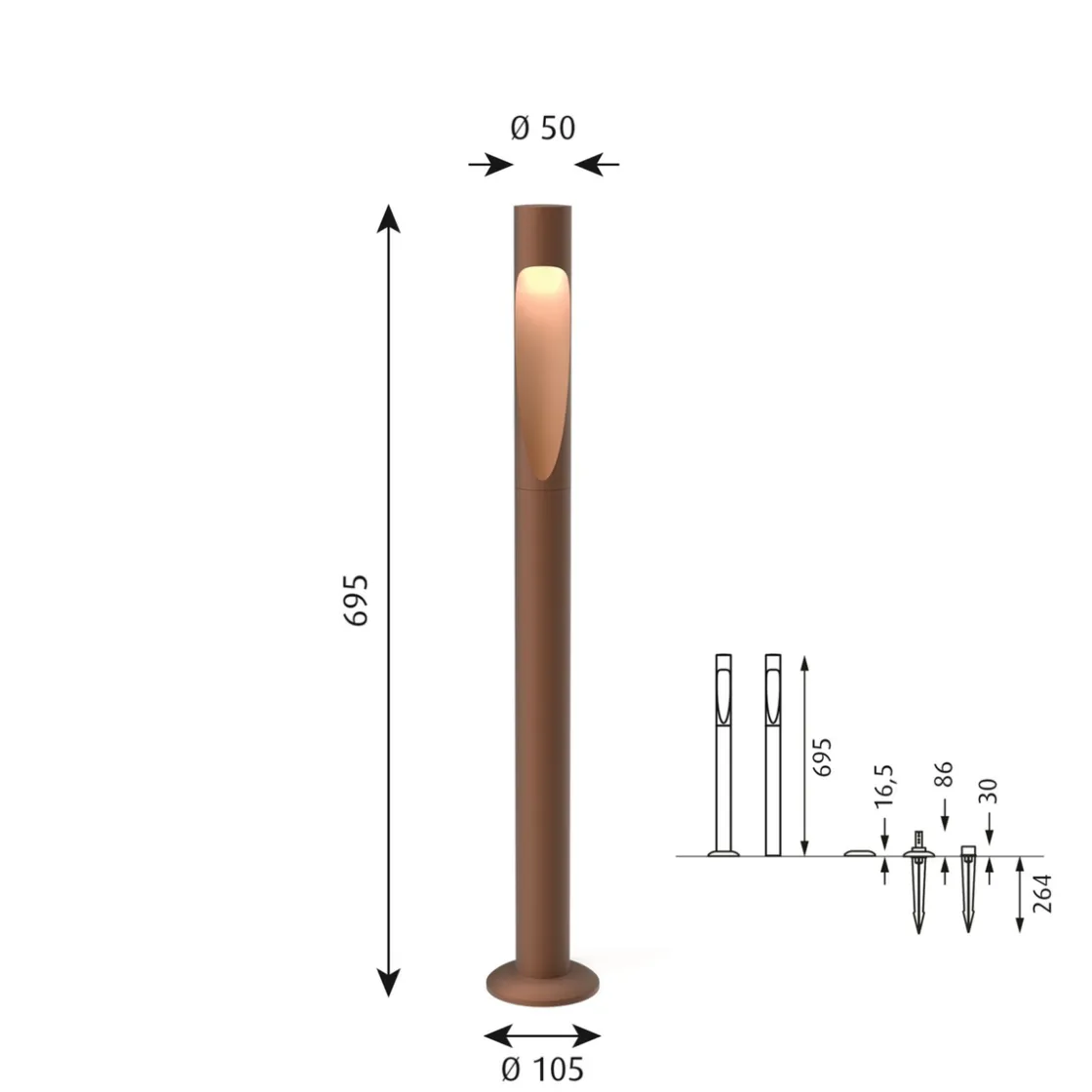 Louis Poulsen Pullert|Louis Poulsen<Flindt Garden fotplate u/adapter lang