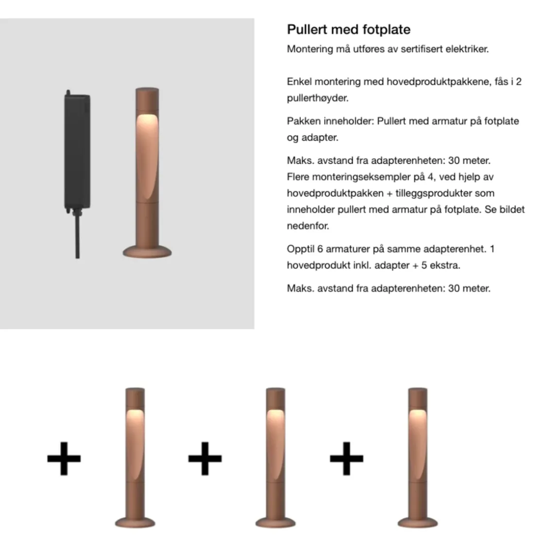 Louis Poulsen Pullert|Louis Poulsen<Flindt Garden fotplate u/adapter lang