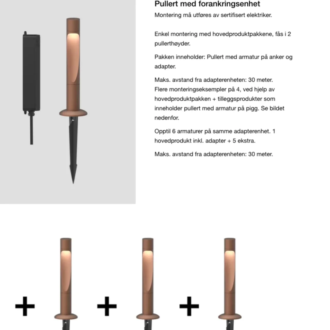 Louis Poulsen Pullert|Louis Poulsen<Flindt Garden med forankringsenhet u/adapter kort