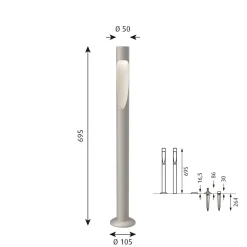 Louis Poulsen Pullert|Louis Poulsen<Flindt Garden med forankringsenhet u/adapter lang