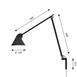 Louis Poulsen Louis Poulsen|Leselamper<NJP lang vegglampe