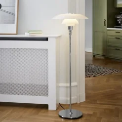 Louis Poulsen Interiørlamper Gulv|Louis Poulsen<PH 4½-3½ gulvlampe Krom/Opalt glass