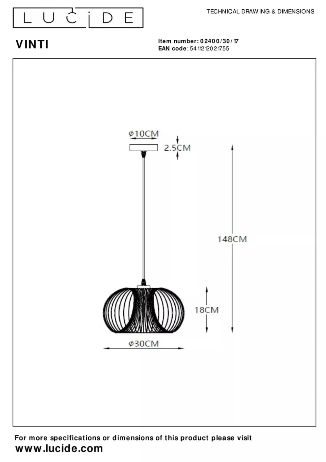 Lucide Kjøkkenbelysning Tak|Takpendler<Vinti takpendel 30