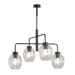 Emibig Kjøkkenbelysning Tak|Takpendler<Lukka takpendel 4 lys- Svart/Klart glass
