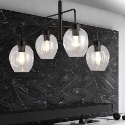 Emibig Kjøkkenbelysning Tak|Takpendler<Lukka takpendel 4 lys- Svart/Klart glass