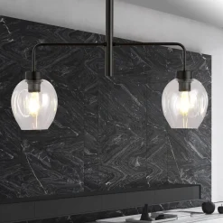 Emibig Kjøkkenbelysning Tak|Takpendler<Lukka takpendel 2 lys- Svart/Klart glass