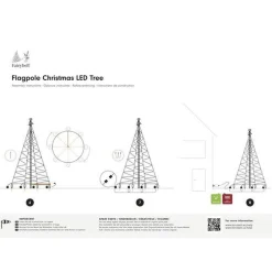 Fairybell Juletrelys & Lysslynger|Julebelysning Til Flaggstang<8M flaggstang julebelysning - 1500 LEDlys -