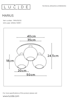 Lucide Kjøkkenbelysning Tak|Taklamper / Takplafonder<Marius taklampe 3