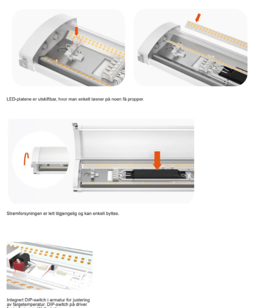 NorDesign Kjøkkenbelysning Tak|Lysarmaturer & Led Panel<Mega Batten lysarmatur 40W 3000/4000K IP44 - 122 cm