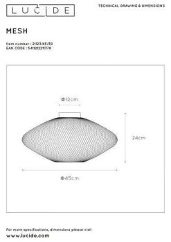 Lucide Kjøkkenbelysning Tak|Taklamper / Takplafonder<Mesh taklampe 45 cm