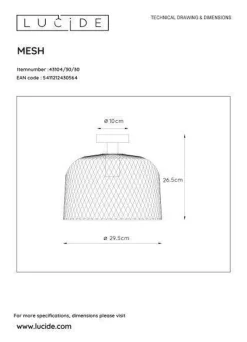 Lucide Kjøkkenbelysning Tak|Taklamper / Takplafonder<Mesh taklampe 29,5 cm -