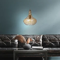 Design by Grönlund Kjøkkenbelysning Tak|Takpendler<Meukow takpendel - Messing/Amberfarget glass