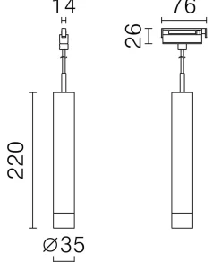 NorDesign Microline Spotskinner<Microline Delta pendel 8W 2700 kelvin 24V RA90 dimbar