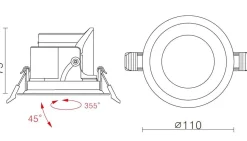 NorDesign Kjøkkenbelysning Tak|Spotter & Skinner<Modfun X 110 downlight 12,3W 2700 Kelvin CRI 90
