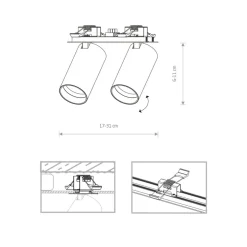 Nowodvorski Kjøkkenbelysning Tak|Spotter & Skinner<Mono dobbel innfelt takspot - Svart/Messingfarget