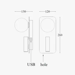 NorDesign Leselamper|Vegglamper Med Usb<Mooni vegglampe USB -