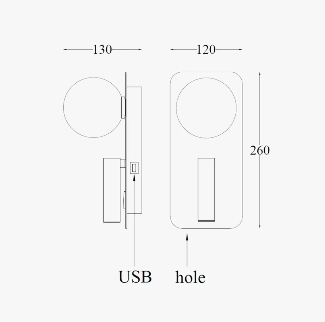 NorDesign Leselamper|Vegglamper Med Usb<Mooni vegglampe USB -