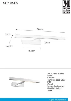 Marksløjd Belysning Over Speilet På Badet|Baderomsbelysning Vegg<Neptunus 38 vegglampe -