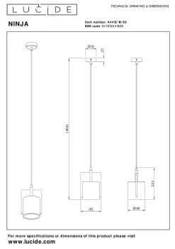 Lucide Kjøkkenbelysning Tak|Takpendler<Ninja takpendel 1-lys