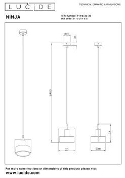 Lucide Kjøkkenbelysning Tak|Takpendler<Ninja takpendel 1-lys