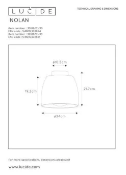Lucide Kjøkkenbelysning Tak|Taklamper / Takplafonder<Nolan taklampe 24 cm -