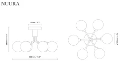 Nuura Baderomsbelysning Tak|Kjøkkenbelysning Tak<Apiales 6 taklampe børstet / optic gold glass