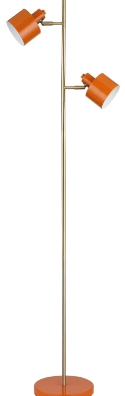 Dyberg Larsen Leselamper Gulv<Ocean gulvlampe 2-lys 160 cm - Oransje/Messingfarget