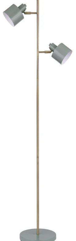 Dyberg Larsen Leselamper Gulv<Ocean gulvlampe 2-lys 160 cm - Oliven/Messingfarget