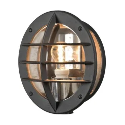 Konstsmide Utelamper - Veggskjold / Plafond<Oden vegglampe utendørs IP23 m/stikkontakt - Svart/klart glass