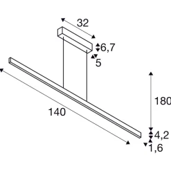 Slv Kjøkkenbelysning Tak|Takpendler<One linear 140 cm takpendel opp/ned lys 35W 2700/3000 Kelvin - Dimbar