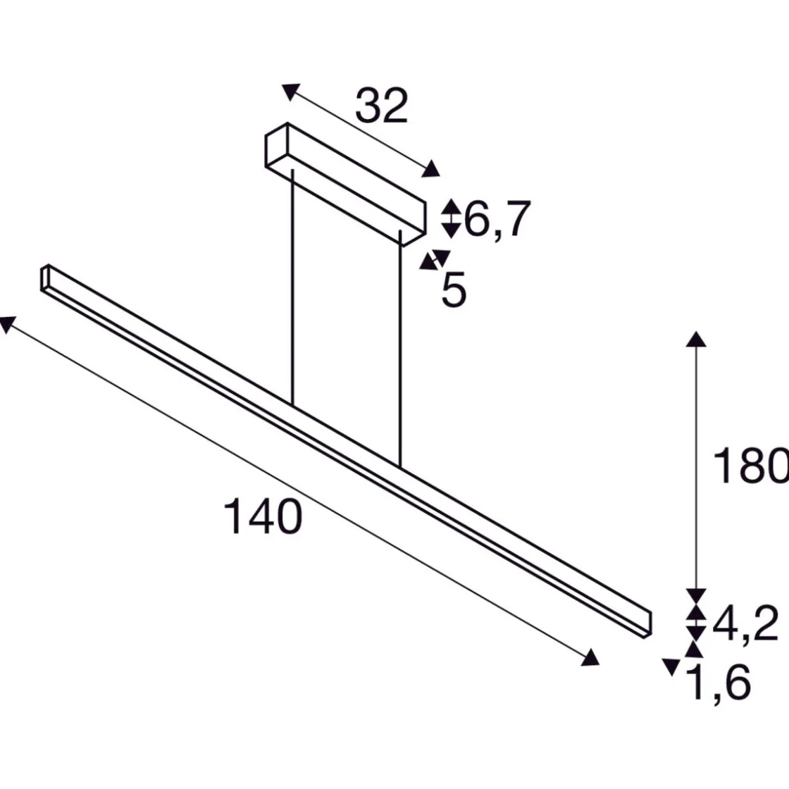 Slv Kjøkkenbelysning Tak|Takpendler<One linear 140 cm takpendel opp/ned lys 35W 2700/3000 Kelvin - Dimbar