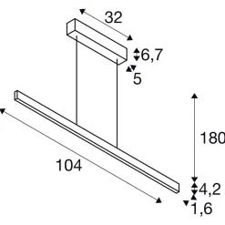 Slv Kjøkkenbelysning Tak|Takpendler<One linear 100 cm takpendel opp/ned lys 24W 2700/3000 Kelvin - Dimbar