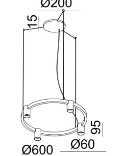 NorDesign Kjøkkenbelysning Tak|Takpendler<Oz K4 circular takpendel 60 cm - Svart/Gullfarget