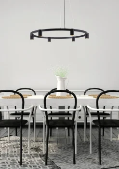 NorDesign Kjøkkenbelysning Tak|Takpendler<Oz K6 circular takpendel 90 cm - Svart/Gullfarget