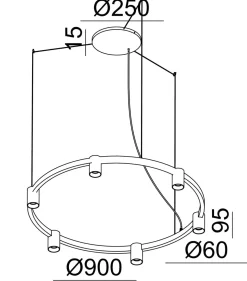 NorDesign Kjøkkenbelysning Tak|Takpendler<Oz K6 circular takpendel 90 cm - Svart/Gullfarget