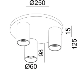 NorDesign Kjøkkenbelysning Tak|Taklamper / Takplafonder<Oz K3 rund taklampe 3-lys GU10