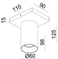 NorDesign Kjøkkenbelysning Tak|Spotter & Skinner<OZ K1 taklampe med 1 spott - Svart/gull
