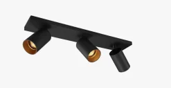 NorDesign Kjøkkenbelysning Tak|Spotter & Skinner<OZ K3 taklampe med 3 spotter - Svart/gull