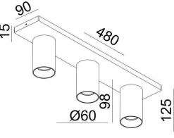 NorDesign Kjøkkenbelysning Tak|Spotter & Skinner<OZ K3 taklampe med 3 spotter - Svart/gull