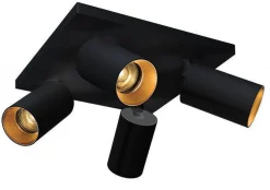 NorDesign Kjøkkenbelysning Tak|Spotter & Skinner<OZ K4 taklampe med 4 spotter - Svart/gull