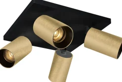 NorDesign Kjøkkenbelysning Tak|Spotter & Skinner<OZ K4 taklampe med 4 spotter - Svart/gull