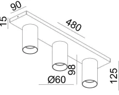 NorDesign Kjøkkenbelysning Tak|Spotter & Skinner<OZ K3 taklampe med 3 spotter -